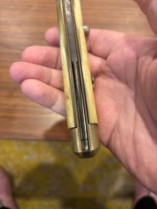 Rare Brass Lined 13” Coricama with Exquisite Aged Blonde Horn and Perfect Patina
