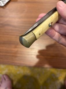 Rare Brass Lined 13” Coricama with Exquisite Aged Blonde Horn and Perfect Patina
