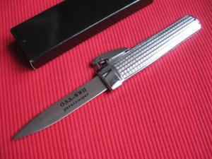 Older Chrome Plated Gravity Machined Handle OTF Knife