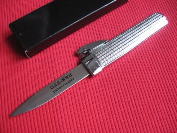 Older Chrome Plated Gravity Machined Handle OTF Knife