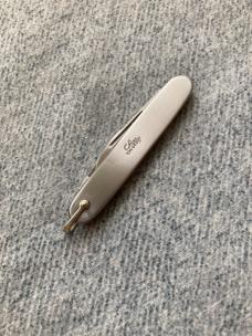 Vintage IMPERIAL, STAINLESS U.S.A., Rod of Asclepius, Engraved Lilly Handles, Fob Pen Knife - MINT