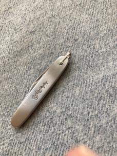 Vintage IMPERIAL, STAINLESS U.S.A., Rod of Asclepius, Engraved Lilly Handles, Fob Pen Knife - MINT