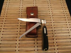 SCHRADE OLD TIMER 97OT BUZZSAW TRAPPER VINTAGE USA MADE HIGH CARBON STEEL POCKET KNIFE amp SHEATH