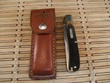 SCHRADE OLD TIMER 97OT BUZZSAW TRAPPER VINTAGE U.S.A. MADE HIGH CARBON STEEL POCKET KNIFE & SHEATH