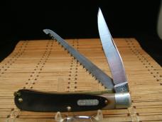 SCHRADE OLD TIMER 97OT BUZZSAW TRAPPER VINTAGE U.S.A. MADE HIGH CARBON STEEL POCKET KNIFE & SHEATH