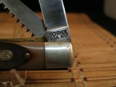 SCHRADE OLD TIMER 97OT BUZZSAW TRAPPER VINTAGE U.S.A. MADE HIGH CARBON STEEL POCKET KNIFE & SHEATH
