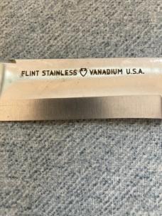 Vintage Three(3) FLINT-Arrowhead-Vanadium, U.S.A., STAINLESS, Large Kitchen/Chef's Knives