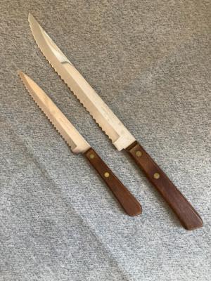 Vintage RARE USA Made WASHINGTON FORGE Two2 Knife Serrated-Edge KitchenChefs Cutlery Set