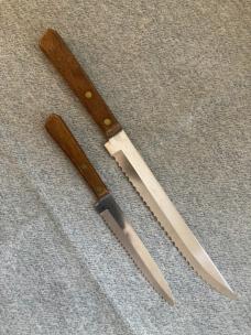 Vintage, RARE U.S.A. Made WASHINGTON FORGE, Two(2) Knife, Serrated-Edge Kitchen/Chef's Cutlery Set