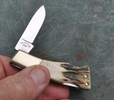 Taylor Seki Japan Stag Mint Mirror Polished 3" Closed Mint Long Nickel Bolster Brass Lined 1980