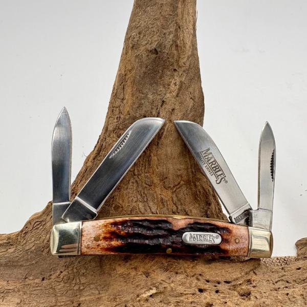 Marbles Bone Stag 4 Blade Congress Folding Pocket Knife Stainless (144)