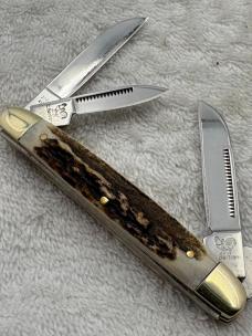 Hen & Rooster C Bertram Stag Handle 4 Blade Congress  214-DS Pocket Knife (#85)