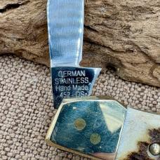 HEN & ROOSTER GERMANY RARE STAG HANDLES 2 BLADE FOLDING BUTTERBEAN 452-DS (170)