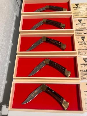 Buck 110 Custom Limited Gold Etched Big Bucks North America Knife Set 2000-2004 Matching Numbers 37