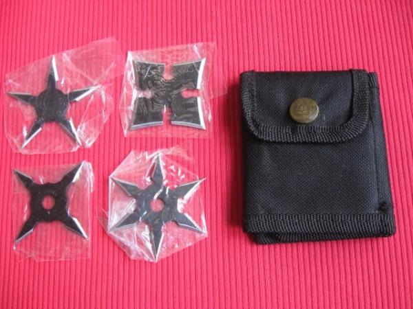 Vintage Throwing Star Set of Four (4) with Pouch