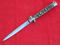  New R.Beltrame 11"  Italian Stiletto Rams-Horn Handles- SS Bayonet Blade II