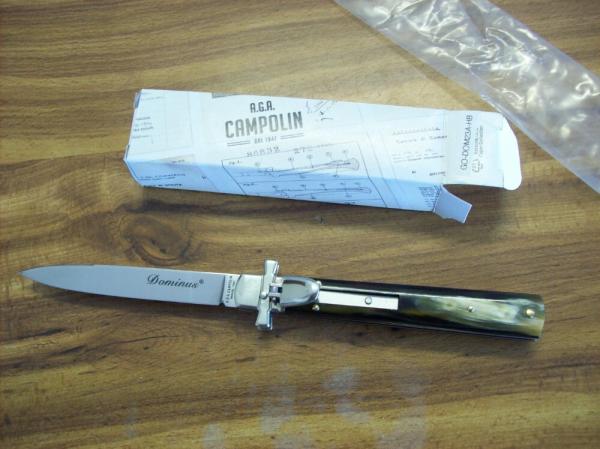 A.G.A. Campolin Italian 9" Dominus Brazilian Horn "Black Beauty" Swedgey Blade UNUSED W/Orig. Box A.G.A. Campolin Italian 9" Dominus Brazilian Horn "Black Beauty" Swedgey Blade UNUSED W/Orig. Box