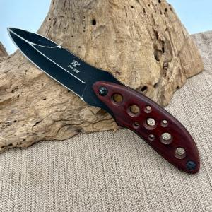 Frost Cutlery Spear Point Fixed Blade 8quot Knife Black Blade Wood Handle 108A