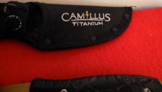 CAMILLUS TITANIUM GUT HOOD HUNTER IN SHEATH UNUSED GREAT EDGE IN BOX VERY NICE