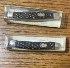 2 VINTAGE '74-'79 SCHRADE NY USA 233 & 855 POCKET KNIVES & VIEW TUBE BOXS - MAKE OFFER