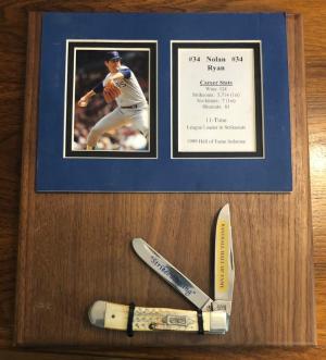Case Nolan Ryan Strikeout King Placque and Knife