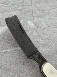 Parker Edwards Vintage Damascus 1 Blade Small Trapper Razor Blade Pocket Knife (#38)