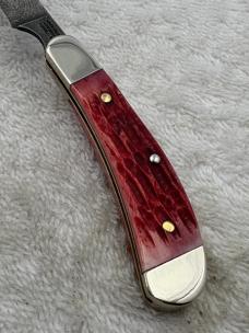 Parker Edwards Vintage Damascus 1 Blade Small Trapper Razor Blade Pocket Knife (#38)