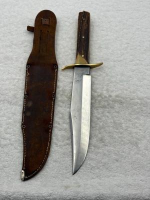 Vintage Solingen Germany G C Co Tang Stamp 13quot Bowie 8quot Blade Stag Handle