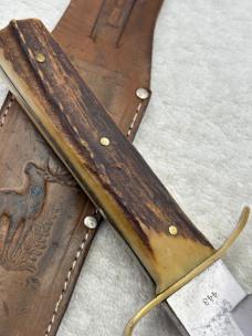 Vintage Solingen Germany G. C. Co Tang Stamp 13" Bowie 8" Blade Stag Handle
