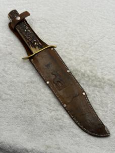 Vintage Solingen Germany G. C. Co Tang Stamp 13" Bowie 8" Blade Stag Handle