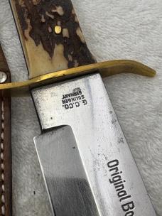 Vintage Solingen Germany G. C. Co Tang Stamp 13" Bowie 8" Blade Stag Handle