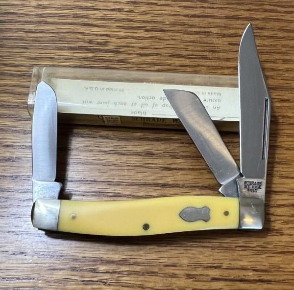 VINTAGE SCHRADE NY USA 881Y POCKET KNIFE AND VIEW TUBE BOX - EXCELLENT NOS