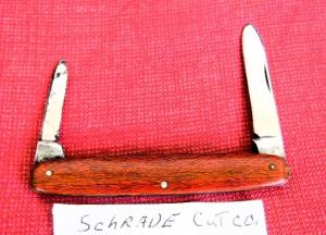VINTAGE SCHRADE WALDEN WOOD SCALES NY 3-1/4" PEN KNIFE PREOWNED STORED AND VERY NICE