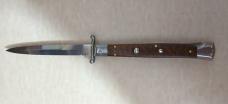 11"POLISHED FRANK BELTRAME ITALIAN SWINGUARD W/ BAYONET BLADE WITH "SNAKE WOOD HANDLES