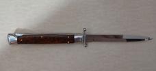 11"POLISHED FRANK BELTRAME ITALIAN SWINGUARD W/ BAYONET BLADE WITH "SNAKE WOOD HANDLES