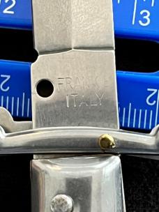 Frank B 11 inch Swing Guard Automatic Knife with Beautiful Blond Horn Scales Dagger Blade
