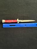 9 inch Italian Automatic Knife with Red Pearl Acrylic Scales & Bayonet Style Blade
