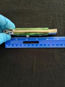 9 inch AB Armando Beltrame Stiletto Automatic Knife with Green Pearl Acrylic Scales & Dagger Blade