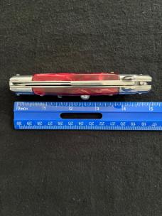 9 inch AKC Italy Automatic Knife with Dark Red Pearl Acrylic Scales & Bayonet Style Blade