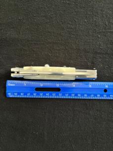 White Swirl Pearlite Lock-back 11 inch Swing Guard Automatic Knife
