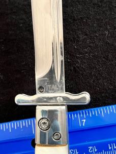 White Swirl Pearlite Lock-back 11 inch Swing Guard Automatic Knife