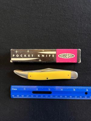 Vintage Robeson Yellow Delrin Fish Knife w/box!