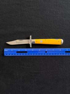 Queen 1LA Yellow Delrin Lock Back Swing Guard Cheetah Knife NIB!