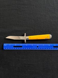 Queen 1LA Yellow Delrin Lock Back Swing Guard Cheetah Knife NIB!