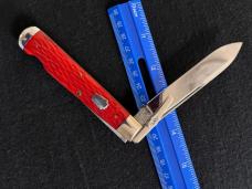 Schatt and Morgan Red Jigged Bone Swing Guard Cheetah Knife Queen 1/100 Limited Edition MIB!