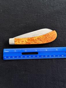 Schatt and Morgan Fire & Wire Tested Saddle Horn Jack  Knife with Gold Swirl Acrylic Scales