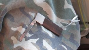 KABAR KA-Bar 2503 Wood Handle Grooming Pocket Knife w Scissors