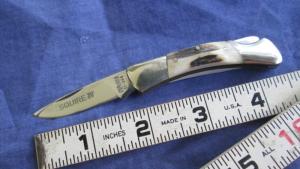 VTG EXPLORER SQUIER IV Japan Small Tiny Lockback Knife Stag Handles 11-384