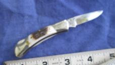 VTG EXPLORER SQUIER IV Japan Small Tiny Lockback Knife Stag Handles 11-384
