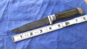 VTG IMPERIAL PROV RI USA Fixed Blade Knife Solid Handle Scandi grind one side